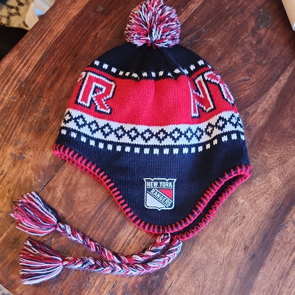 New york Rangers Pom-Pom Winter Hat - One Size